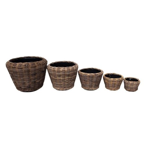Drypot rattan kaspó szett barna 65x50cm S/5 klón2