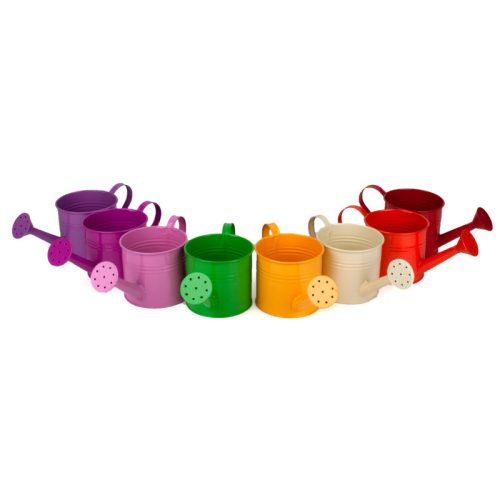 fém locsolókanna mix 10,2x8cm piros-napsárga-vajszín-rózsaszín-narancs zöld-ciklámen-levendula
