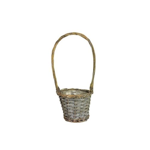 hasított fa füles kosár antikolt szürke 15,5x13,5/40 cm