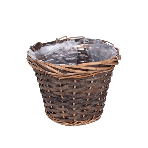 hasított fa kaspó szürke 16x9,5 cm