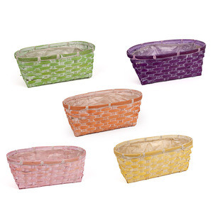 ovális antikolt bambusz tál mix 30x18x10,5cm 5db/csomag zöld-sárga lila-pink-narancs DARAB ÁR
