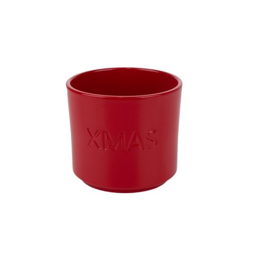 Xmas kerámia hengerkaspó piros 14cm