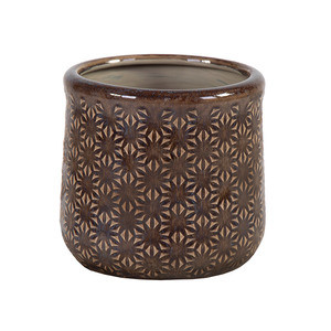 Sophia Cauldron kerámia kaspó padlizsán 14x13,5 cm