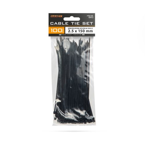 Vezeték kötegelő 150x2,5 mm fekete (100db)